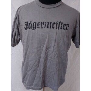 Jägermeister Mens Large Grey Spellout Distressed Deer Head Cross Tee Shirt